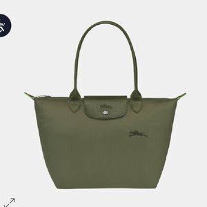 NEW LE PLIAGE GREEN M TOTE BAG Forest - Recycled Canvas